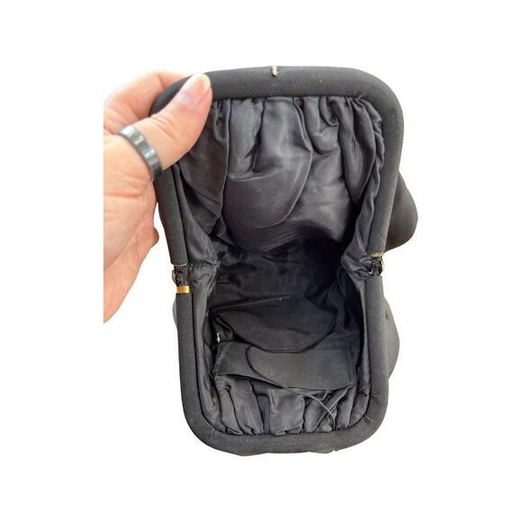 Antique Black Hand Bag with Wristlet and Lucite Clasp - Picture 6 of 7